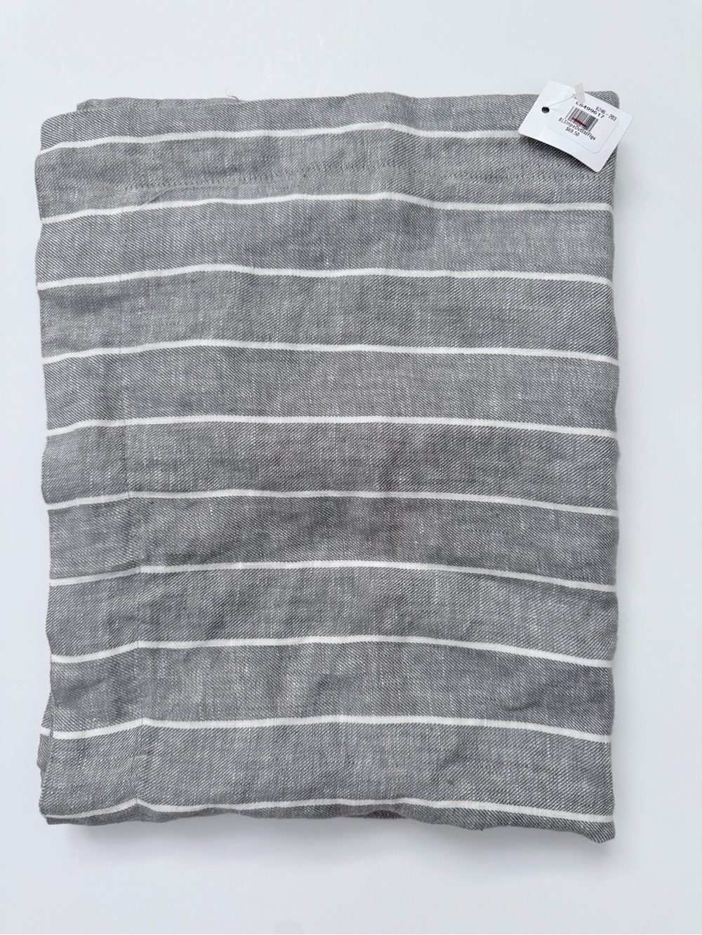 POTTERY BARN Belgian Flax Linen Striped King Sham - Gray & White